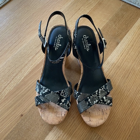 Charles by Charles David block heeled cork platform sandals 8.5 - Picture 2 of 4